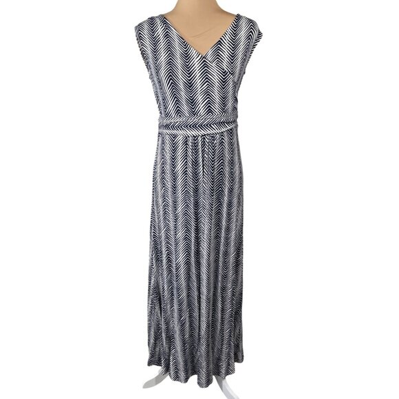 Talbots Dresses & Skirts - Talbots Petites Maxi Dress Size MP Medium Sleeveless V-Neck Blue White